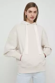 Хлопковая толстовка Boss Orange, бежевый