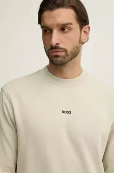 Хлопковая толстовка Boss Orange, бежевый