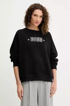 Хлопковая толстовка Boss Orange, черный