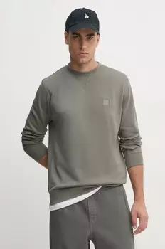 Хлопковая толстовка Boss Orange, серый