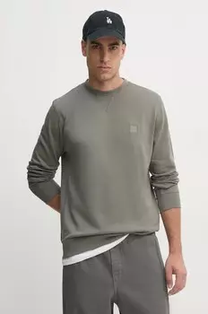 Хлопковая толстовка Boss Orange, серый