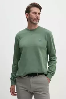 Хлопковая толстовка Boss Orange, зеленый