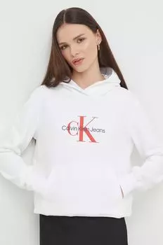 Хлопковая толстовка Calvin Klein Jeans, белый