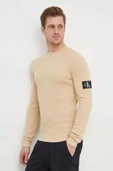 Хлопковая толстовка Calvin Klein Jeans, бежевый