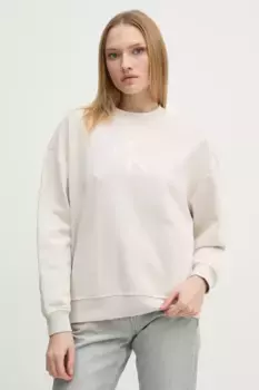 Хлопковая толстовка Calvin Klein Jeans, бежевый