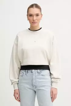 Хлопковая толстовка Calvin Klein Jeans, бежевый