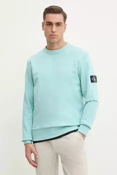Хлопковая толстовка Calvin Klein Jeans, бирюзовый