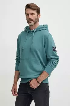 Хлопковая толстовка Calvin Klein Jeans, бирюзовый