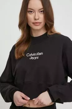 Хлопковая толстовка Calvin Klein Jeans, черный