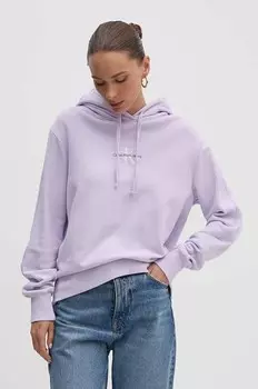Хлопковая толстовка Calvin Klein Jeans, фиолетовый