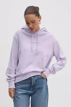 Хлопковая толстовка Calvin Klein Jeans, фиолетовый