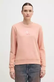 Хлопковая толстовка Calvin Klein Jeans, оранжевый