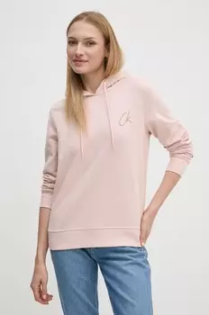 Хлопковая толстовка Calvin Klein Jeans, розовый