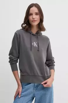 Хлопковая толстовка Calvin Klein Jeans, серый