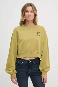 Хлопковая толстовка Calvin Klein Jeans, зеленый