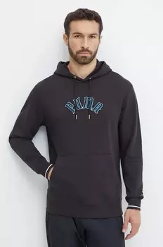 Хлопковая толстовка Classics Play Paris Hoodie Puma, черный
