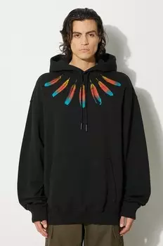 Хлопковая толстовка Collar Feathers Comfy Hoodie Marcelo Burlon, черный