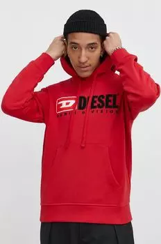 Хлопковая толстовка Diesel, красный