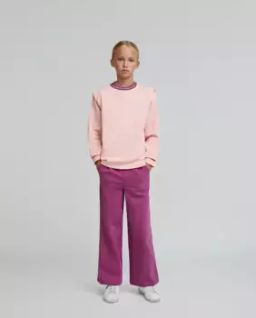 Хлопковая толстовка для девочки с вышивкой на шее Scalpers, розовый