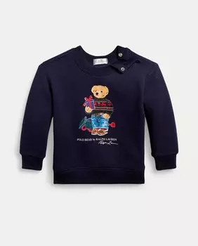 Хлопковая толстовка для мальчика с мишкой-поло Polo Ralph Lauren, темно-синий
