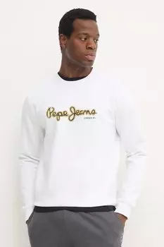 Хлопковая толстовка DORIAN CREW Pepe Jeans, белый