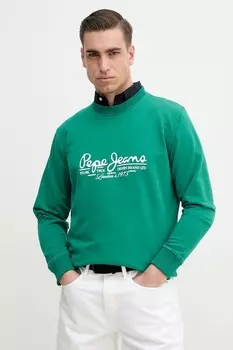Хлопковая толстовка DUMAS CREW Pepe Jeans, зеленый