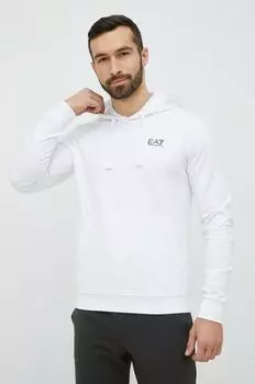 Хлопковая толстовка EA7 Emporio Armani, белый