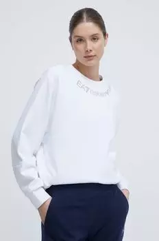 Хлопковая толстовка EA7 Emporio Armani, белый