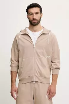 Хлопковая толстовка Ea7 Emporio Armani, бежевый