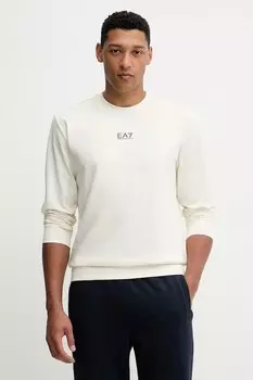 Хлопковая толстовка Ea7 Emporio Armani, бежевый