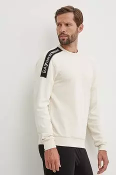 Хлопковая толстовка EA7 Emporio Armani, бежевый