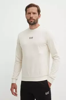 Хлопковая толстовка EA7 Emporio Armani, бежевый