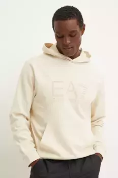 Хлопковая толстовка EA7 Emporio Armani, бежевый