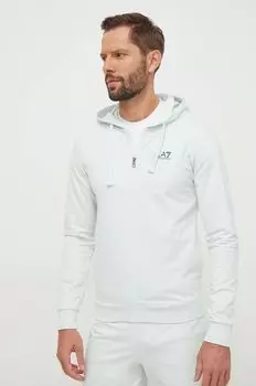 Хлопковая толстовка EA7 Emporio Armani, бирюзовый