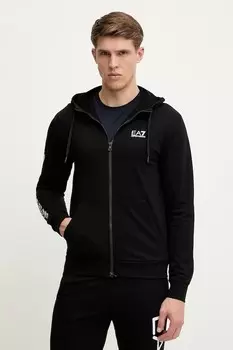 Хлопковая толстовка Ea7 Emporio Armani, черный