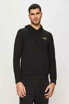 Хлопковая толстовка EA7 Emporio Armani, черный