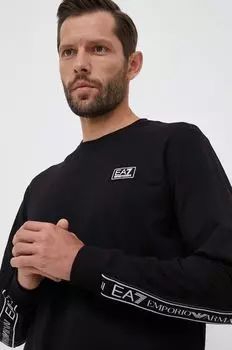 Хлопковая толстовка EA7 Emporio Armani, черный