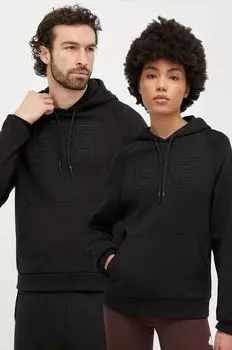 Хлопковая толстовка EA7 Emporio Armani, черный