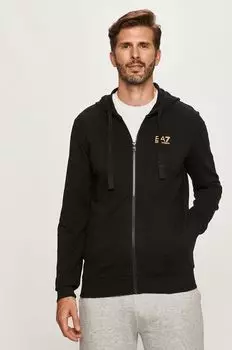 Хлопковая толстовка EA7 Emporio Armani, черный