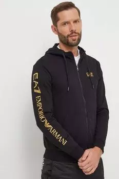 Хлопковая толстовка EA7 Emporio Armani, черный