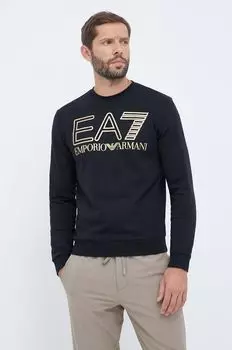 Хлопковая толстовка EA7 Emporio Armani, черный