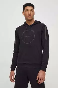 Хлопковая толстовка EA7 Emporio Armani, черный