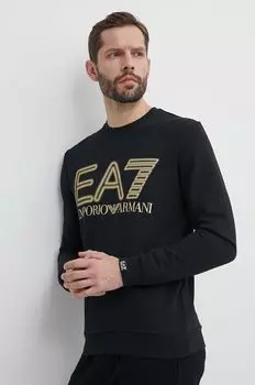 Хлопковая толстовка EA7 Emporio Armani, черный