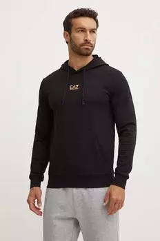 Хлопковая толстовка EA7 Emporio Armani, черный