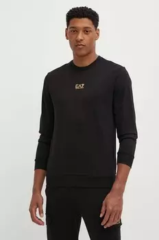 Хлопковая толстовка EA7 Emporio Armani, черный