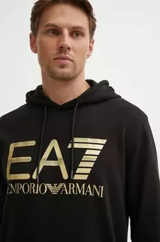 Хлопковая толстовка EA7 Emporio Armani, черный