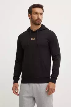 Хлопковая толстовка EA7 Emporio Armani, черный