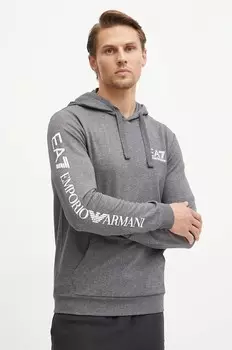 Хлопковая толстовка Ea7 Emporio Armani, серый