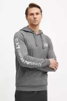Хлопковая толстовка EA7 Emporio Armani, серый