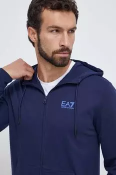 Хлопковая толстовка EA7 Emporio Armani, темно-синий